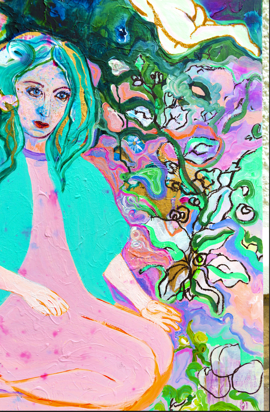 Woman and angels Big Painting