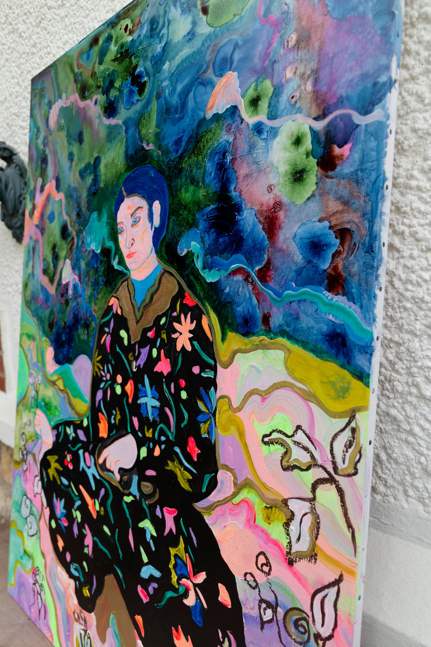 Man in garden Big Painting