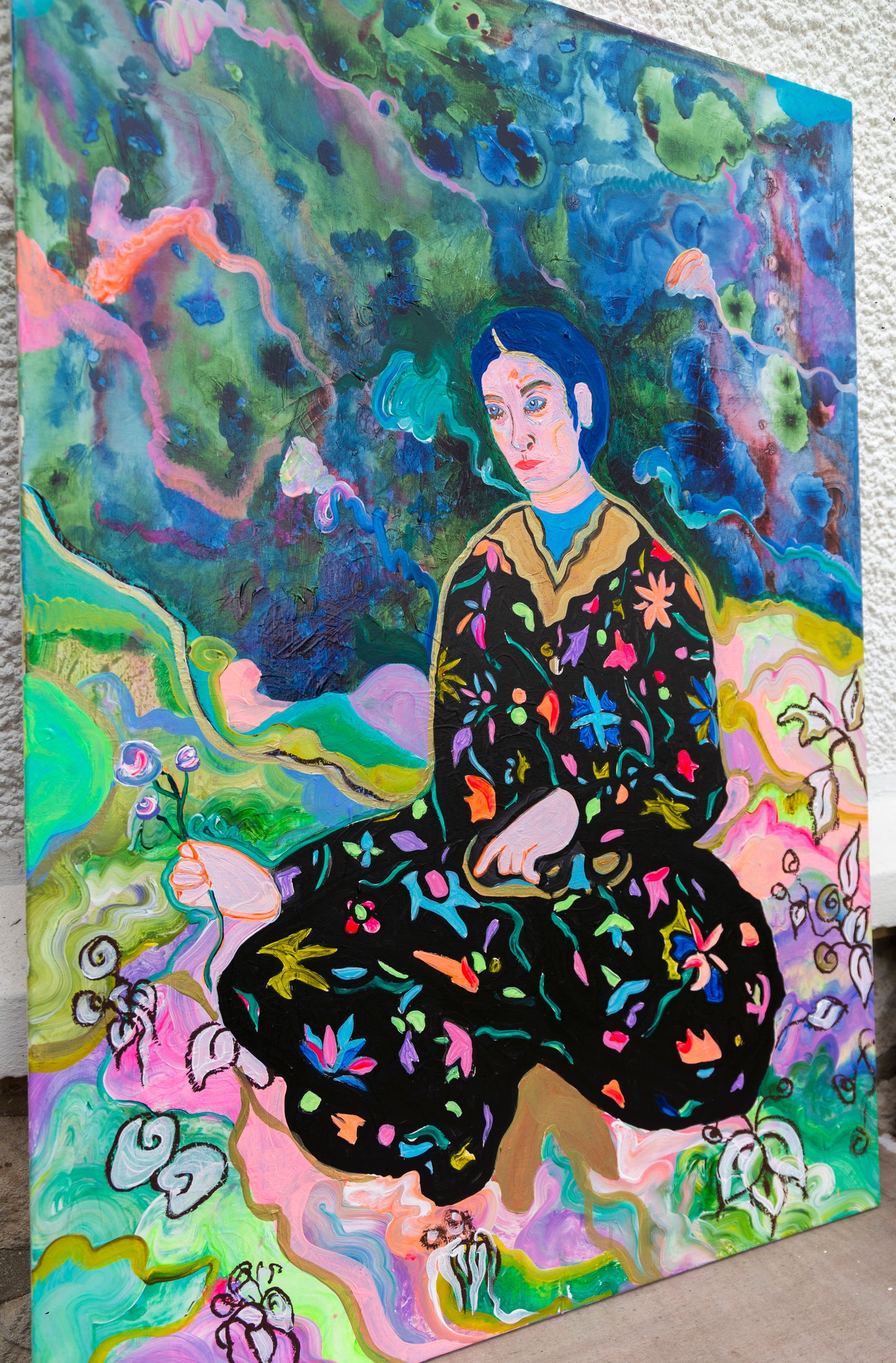 Man in garden Big Painting