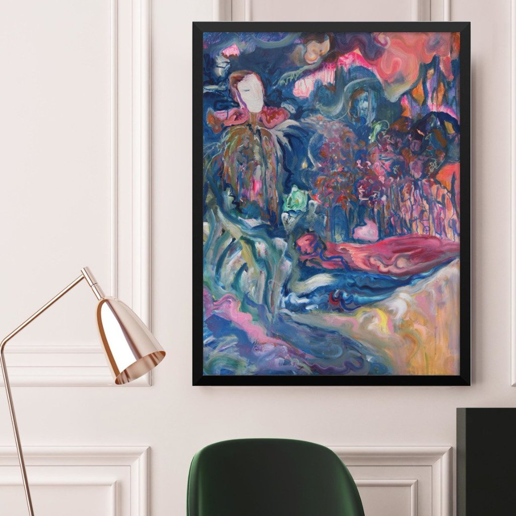 Art Poster of woman in forest, contemporary art - Davina Shefet Art Store