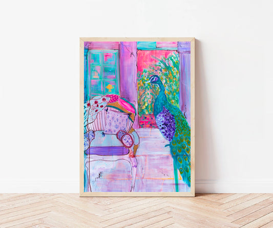 Art print of Peacock and Chair