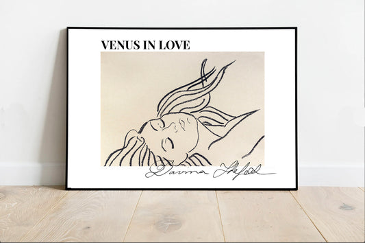 Venus in love charcoal portrait - Premium paper print