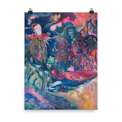 Art Poster of woman in forest, contemporary art - Davina Shefet Art Store
