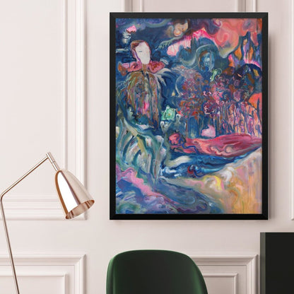 Art Poster of woman in forest, contemporary art - Davina Shefet Art Store